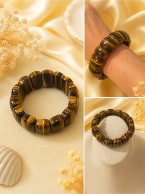 Tiger's Eye Piano Stretch Bead Bracelet -